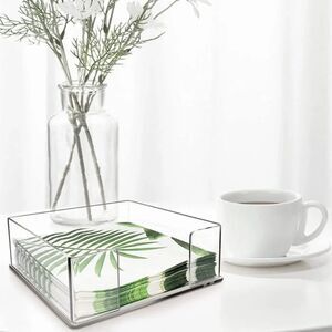 Clear Acrylic Napkin Holder with Non-Slip Feet 7 x 7